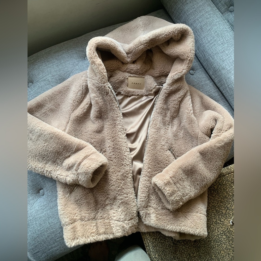 Blank NYC faux fur hoodie zipper jacket